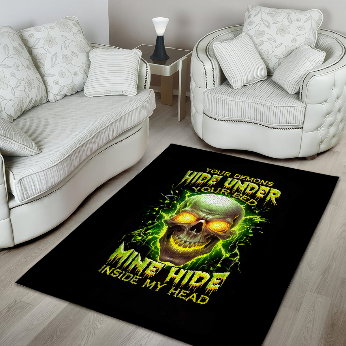 Thunder Skull Area Rug My Demon Hide Inside My Head - Wonder Print Shop
