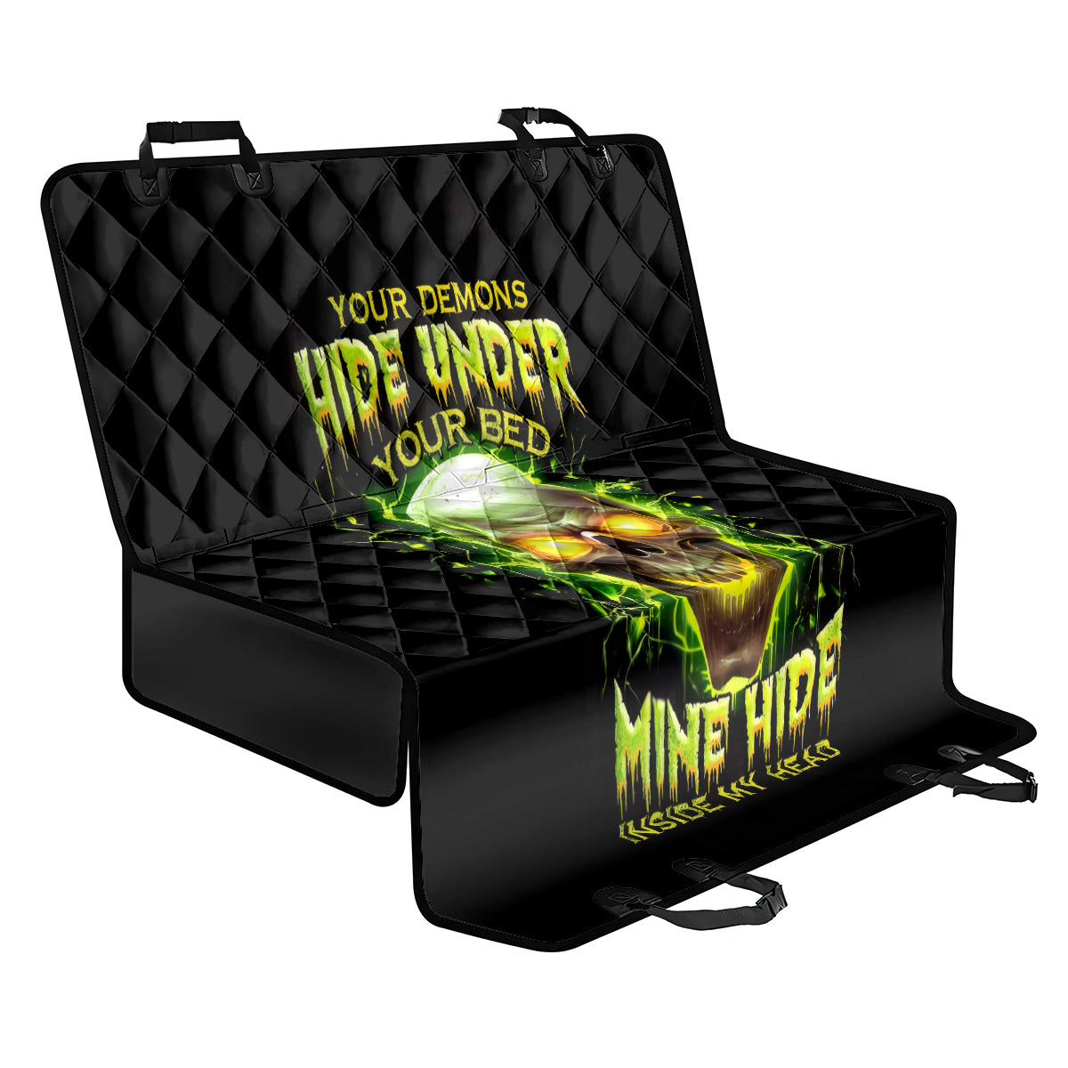 Thunder Skull Back Car Seat Cover My Demon Hide Inside My Head - Wonder Print Shop