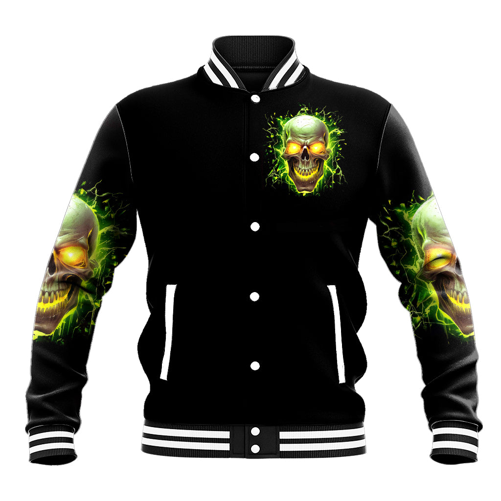 Thunder Skull Baseball Jacket My Demon Hide Inside My Head - Wonder Print Shop