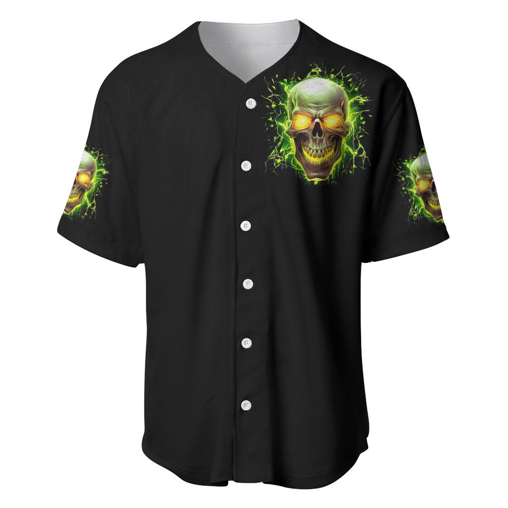 Thunder Skull Baseball Jersey My Demon Hide Inside My Head - Wonder Print Shop