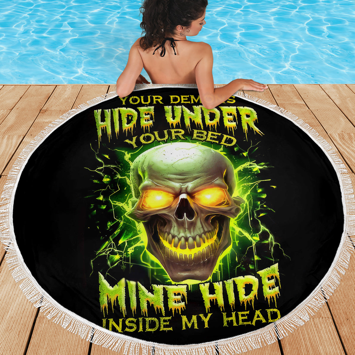 Thunder Skull Beach Blanket My Demon Hide Inside My Head - Wonder Print Shop