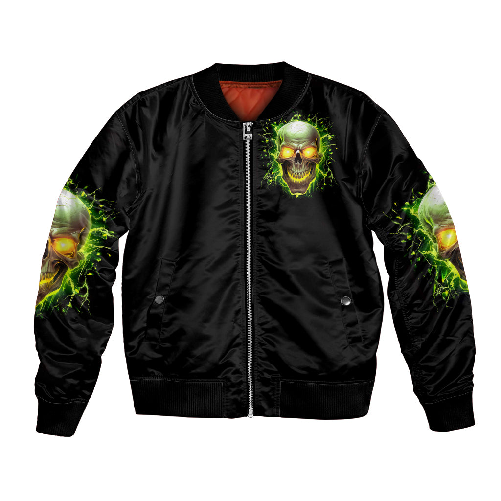 Thunder Skull Bomber Jacket My Demon Hide Inside My Head - Wonder Print Shop