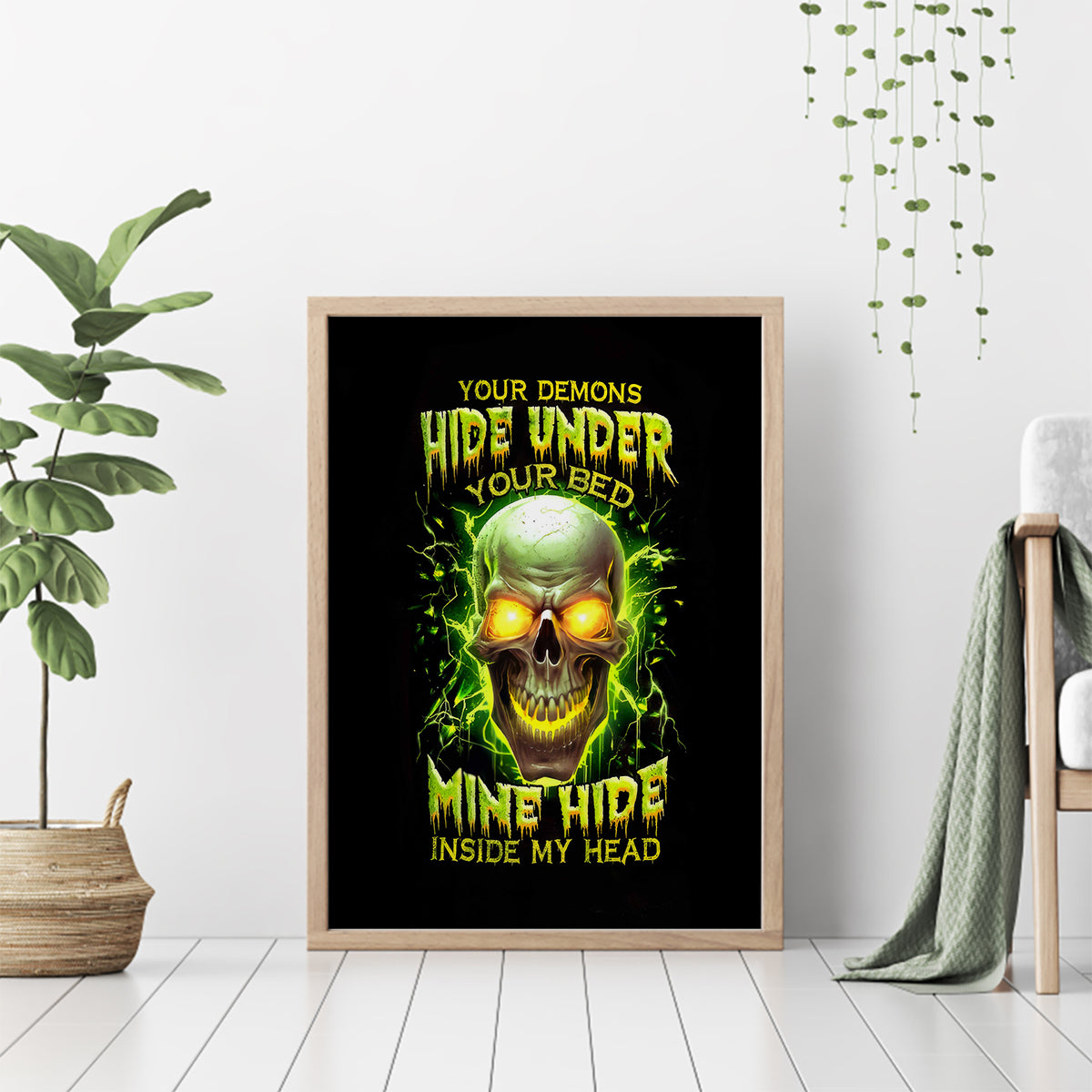 Thunder Skull Canvas Wall Art My Demon Hide Inside My Head - Wonder Print Shop