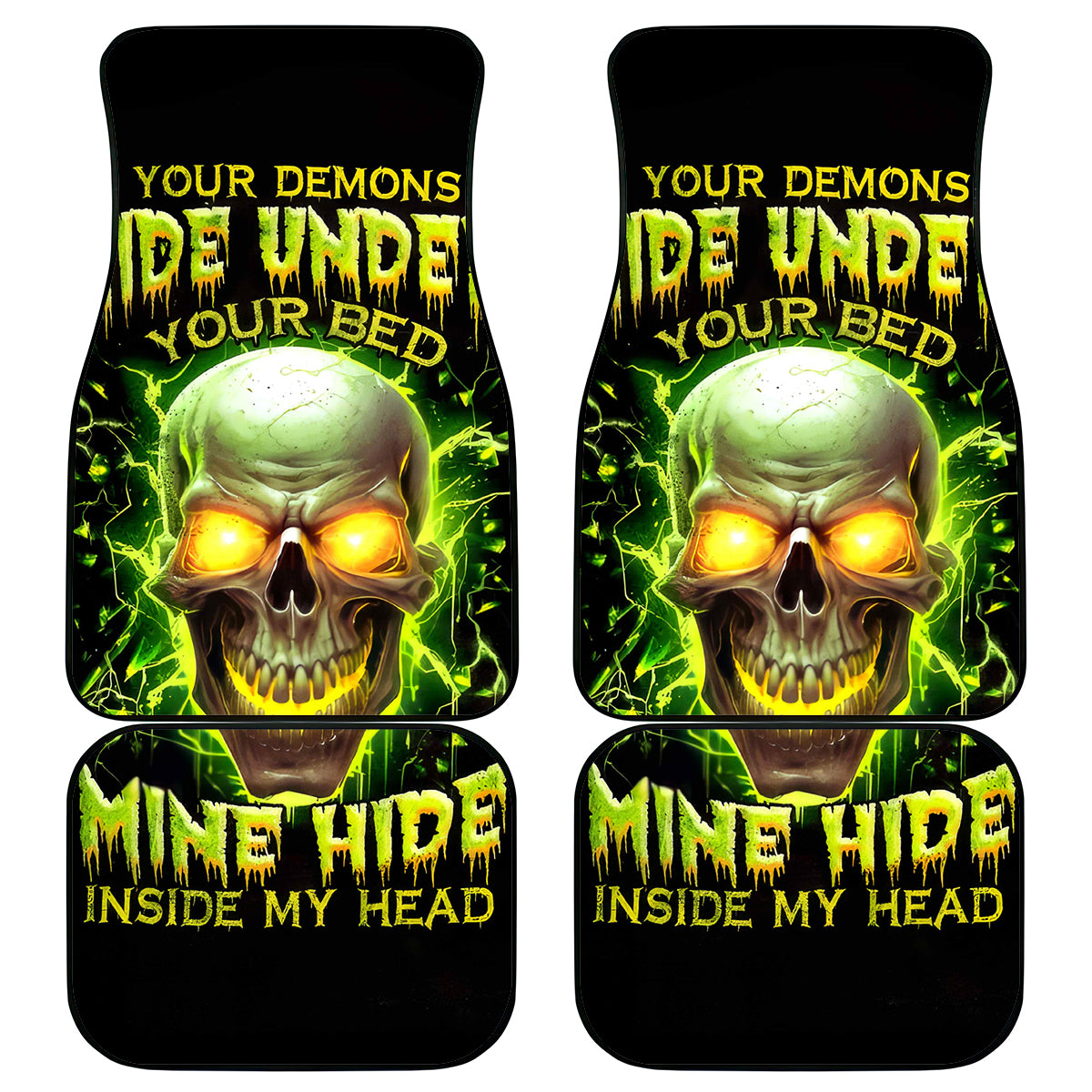 Thunder Skull Car Mats My Demon Hide Inside My Head - Wonder Print Shop