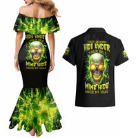 Thunder Skull Couples Matching Mermaid Dress and Hawaiian Shirt My Demon Hide Inside My Head - Wonder Print Shop