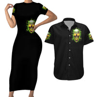 Thunder Skull Couples Matching Short Sleeve Bodycon Dress and Hawaiian Shirt My Demon Hide Inside My Head - Wonder Print Shop