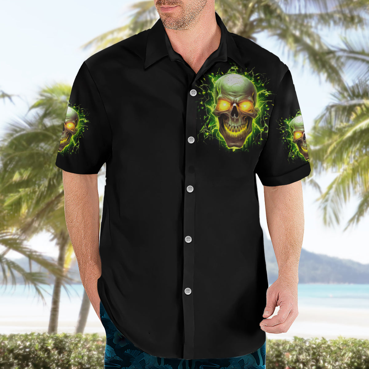 Thunder Skull Hawaiian Shirt My Demon Hide Inside My Head - Wonder Print Shop