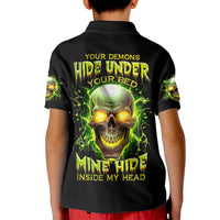 Thunder Skull Kid Polo Shirt My Demon Hide Inside My Head - Wonder Print Shop