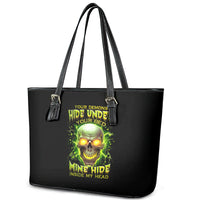 Thunder Skull Leather Tote Bag My Demon Hide Inside My Head - Wonder Print Shop