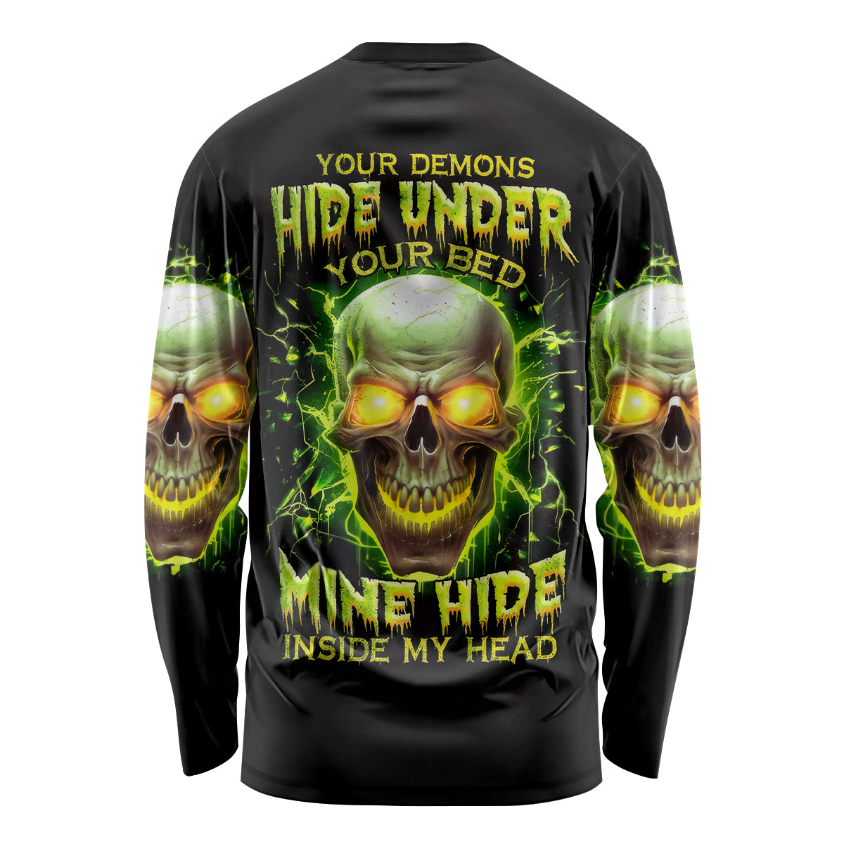 Thunder Skull Long Sleeve Shirt My Demon Hide Inside My Head - Wonder Print Shop