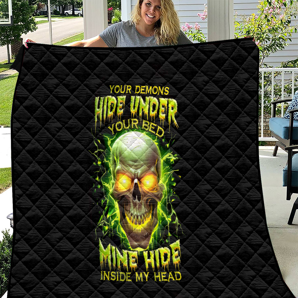 Thunder Skull Quilt My Demon Hide Inside My Head - Wonder Print Shop