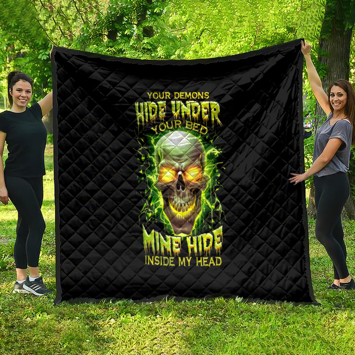 Thunder Skull Quilt My Demon Hide Inside My Head - Wonder Print Shop