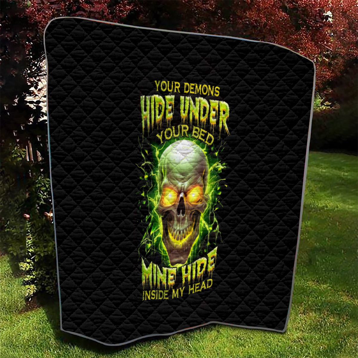Thunder Skull Quilt My Demon Hide Inside My Head - Wonder Print Shop