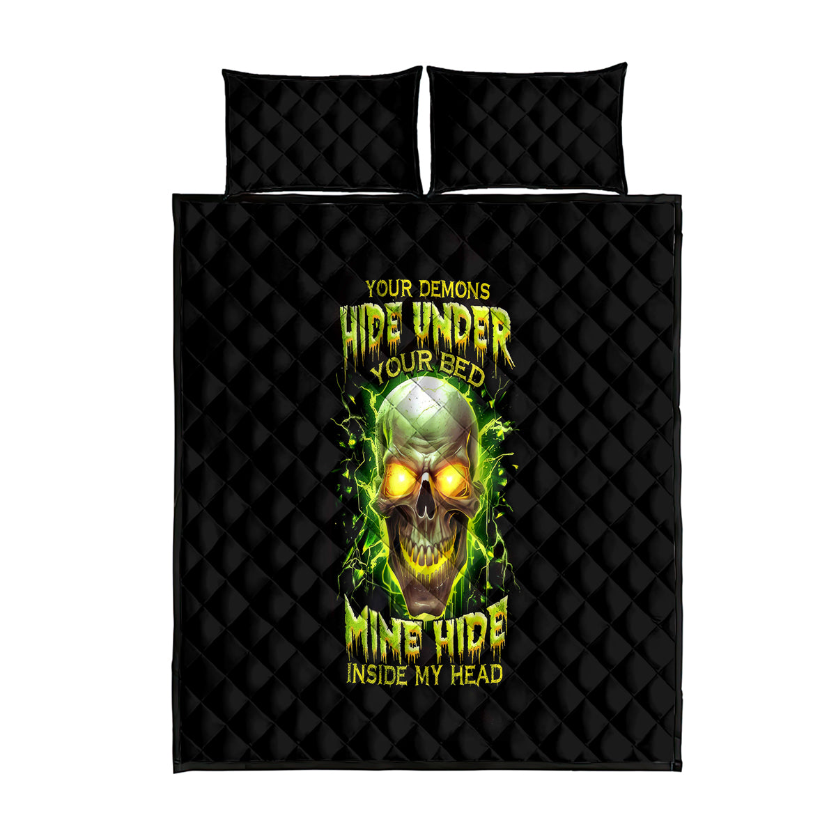 Thunder Skull Quilt Bed Set My Demon Hide Inside My Head - Wonder Print Shop
