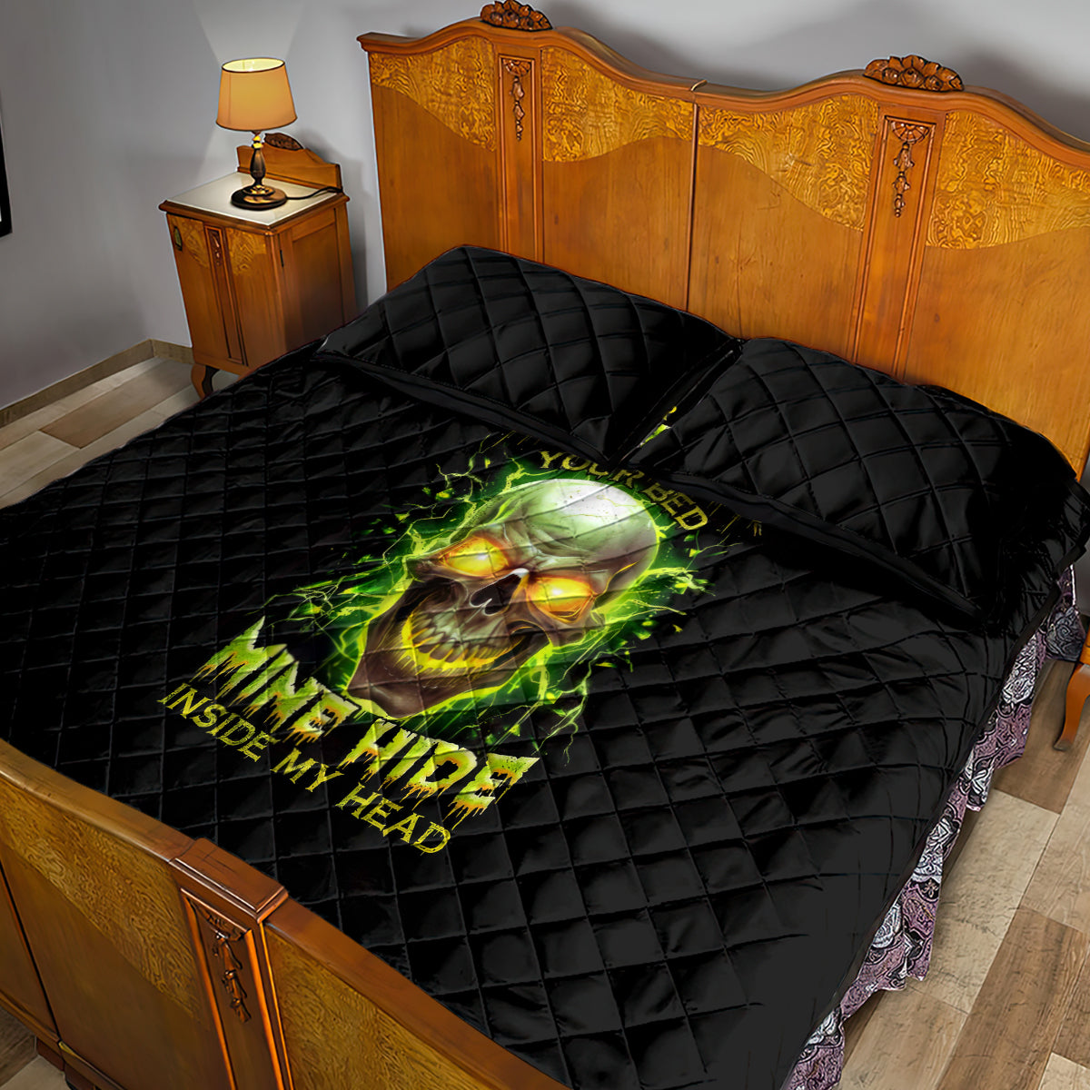 Thunder Skull Quilt Bed Set My Demon Hide Inside My Head - Wonder Print Shop