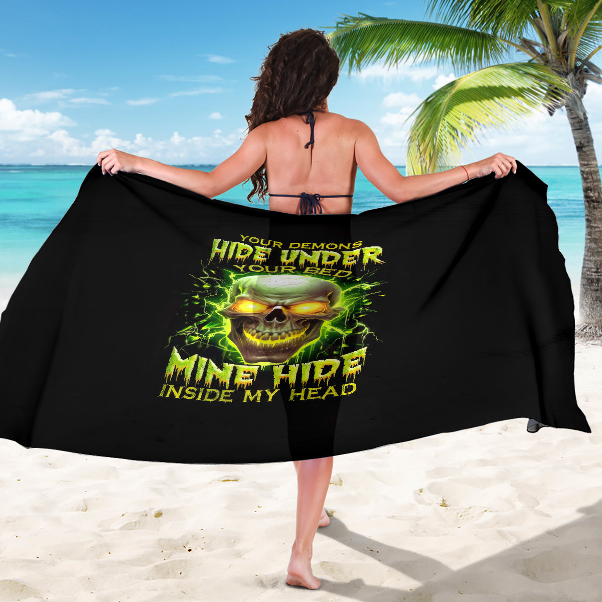 Thunder Skull Sarong My Demon Hide Inside My Head - Wonder Print Shop