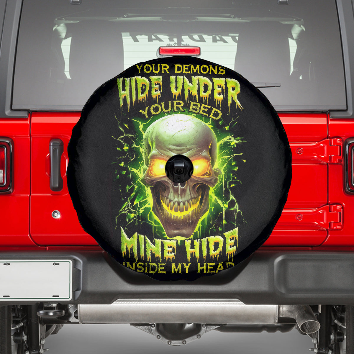 Thunder Skull Spare Tire Cover My Demon Hide Inside My Head - Wonder Print Shop
