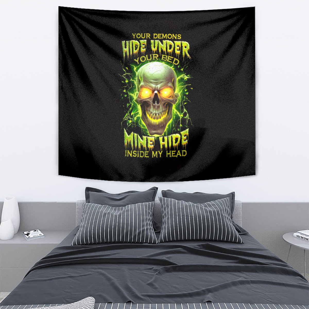 Thunder Skull Tapestry My Demon Hide Inside My Head - Wonder Print Shop