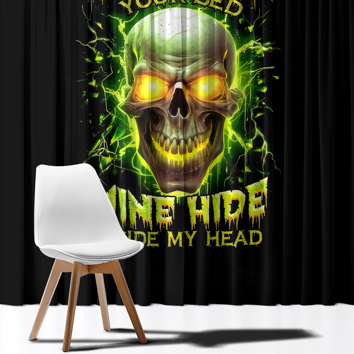 Thunder Skull Window Curtain My Demon Hide Inside My Head - Wonder Print Shop