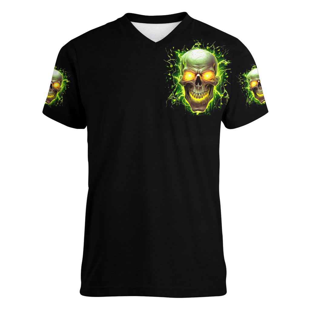 Witch Skull Women V Neck T Shirt Into Darkness To Lose Our Mind And Find Our Souls - Wonder Print Shop