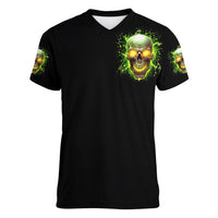 Witch Skull Women V Neck T Shirt Into Darkness To Lose Our Mind And Find Our Souls - Wonder Print Shop