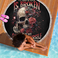 Rose Skull Beach Blanket My Give A Fuck Is Broken But My Go Fuck Yourself Is Functional - Wonder Print Shop