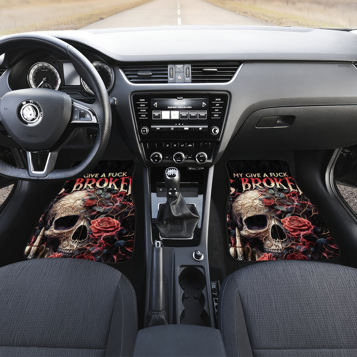 Rose Skull Car Mats My Give A Fuck Is Broken But My Go Fuck Yourself Is Functional - Wonder Print Shop