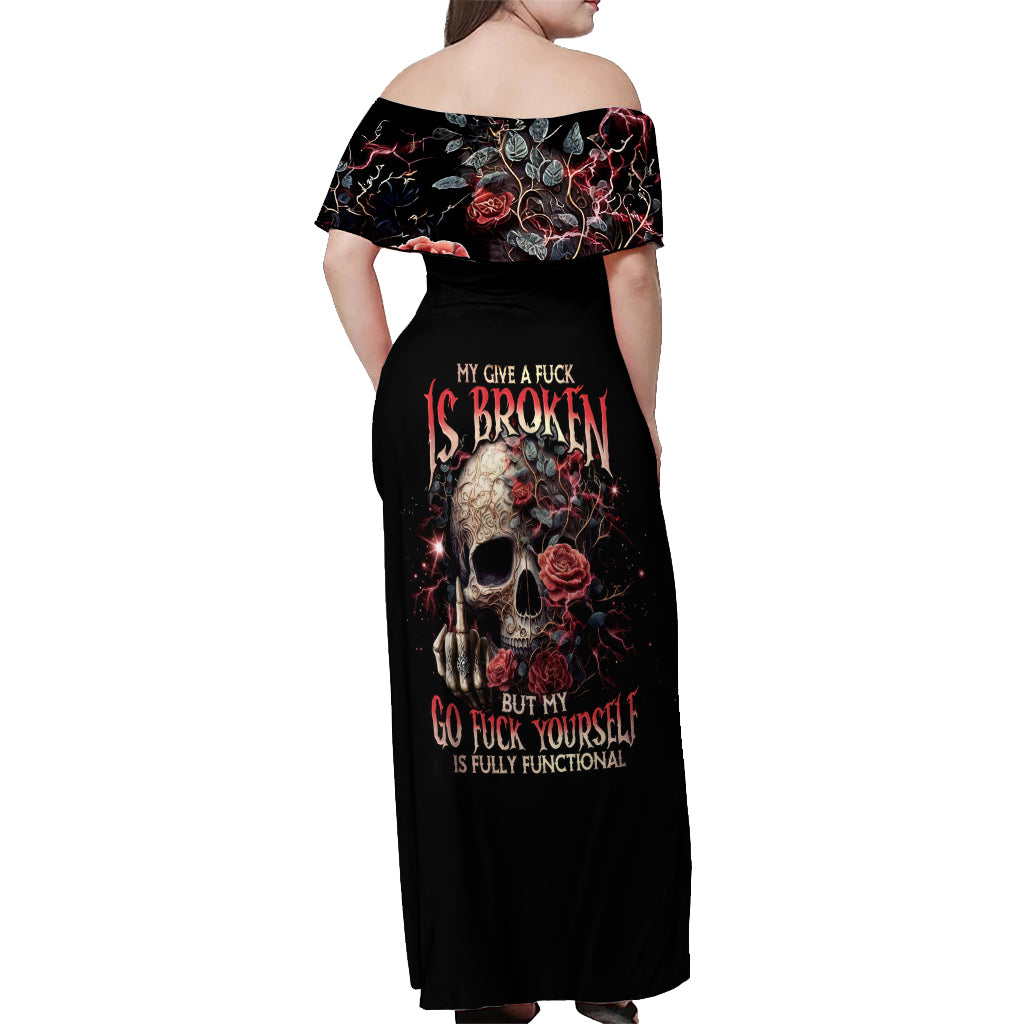 Zombie Skull Off Shoulder Maxi Dress I Never Alone My Demon With Me 24/7 - Wonder Print Shop