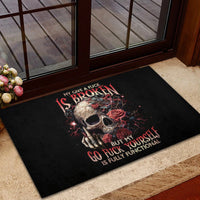 Rose Skull Rubber Doormat My Give A Fuck Is Broken But My Go Fuck Yourself Is Functional - Wonder Print Shop