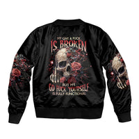 Zombie Skull Sleeve Zip Bomber Jacket I Never Alone My Demon With Me 24/7 - Wonder Print Shop