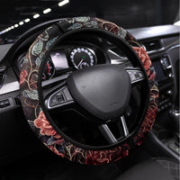 Rose Skull Steering Wheel Cover My Give A Fuck Is Broken But My Go Fuck Yourself Is Functional - Wonder Print Shop