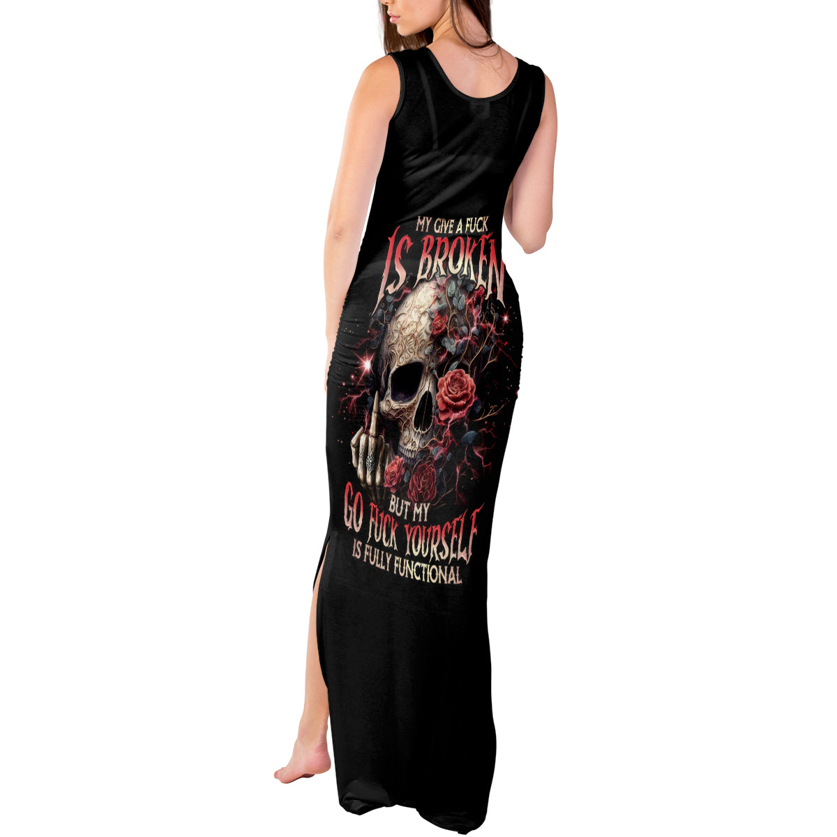 Zombie Skull Tank Maxi Dress I Never Alone My Demon With Me 24/7 - Wonder Print Shop