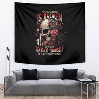 Rose Skull Tapestry My Give A Fuck Is Broken But My Go Fuck Yourself Is Functional - Wonder Print Shop