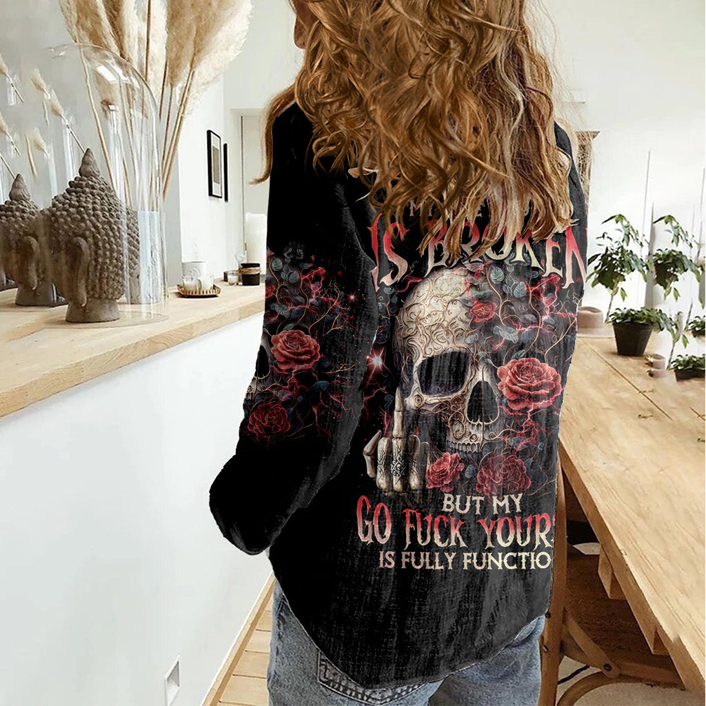 Zombie Skull Women Casual Shirt I Never Alone My Demon With Me 24/7 - Wonder Print Shop