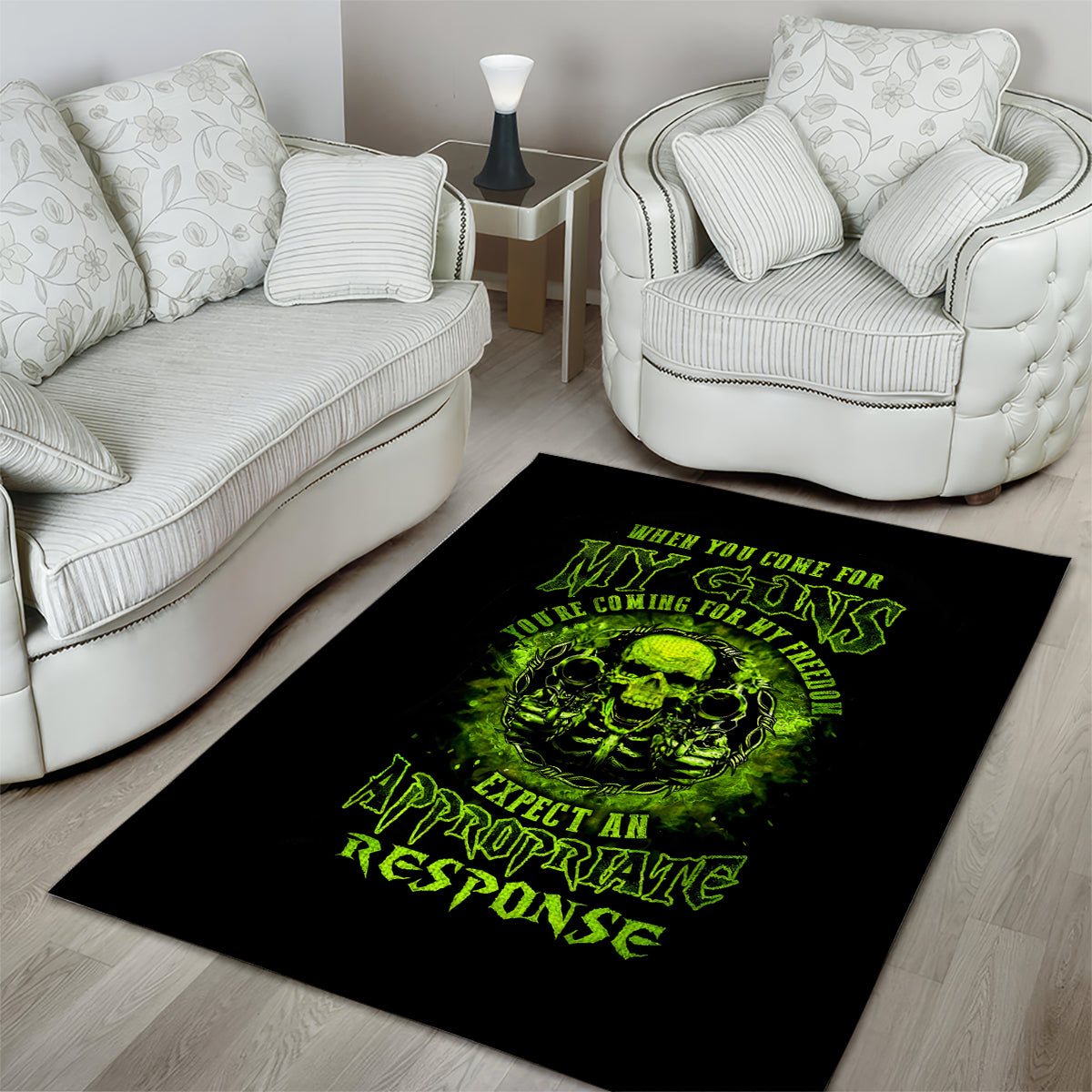 Gun Skull Area Rug When You Come For My Gun Expect An Appropriate Response - Wonder Print Shop