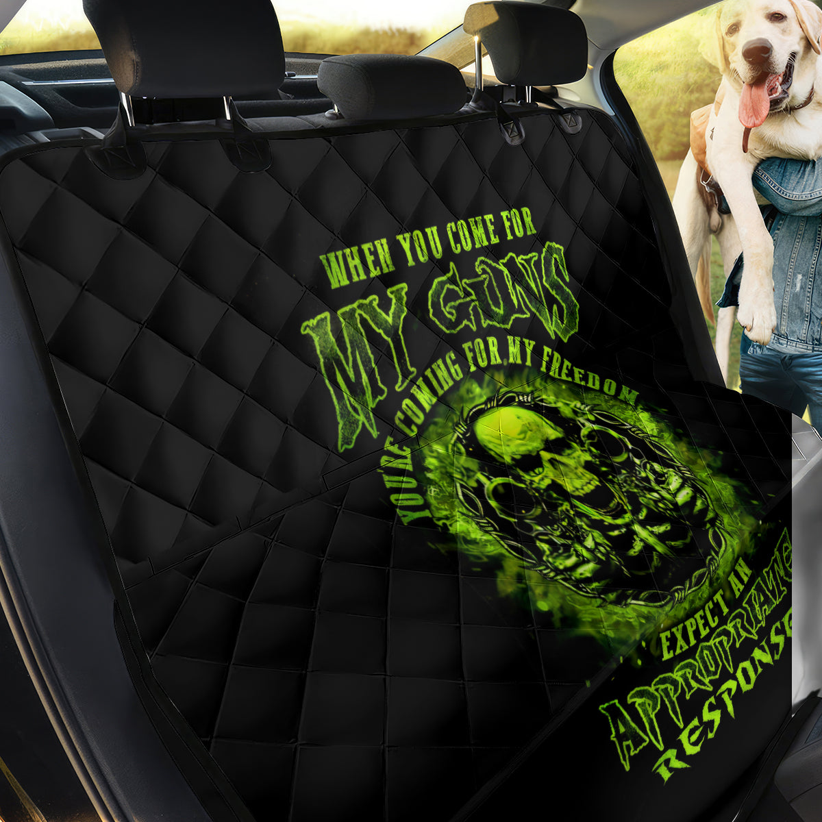 Gun Skull Back Car Seat Cover When You Come For My Gun Expect An Appropriate Response - Wonder Print Shop