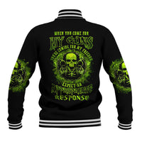 Gun Skull Baseball Jacket When You Come For My Gun Expect An Appropriate Response - Wonder Print Shop