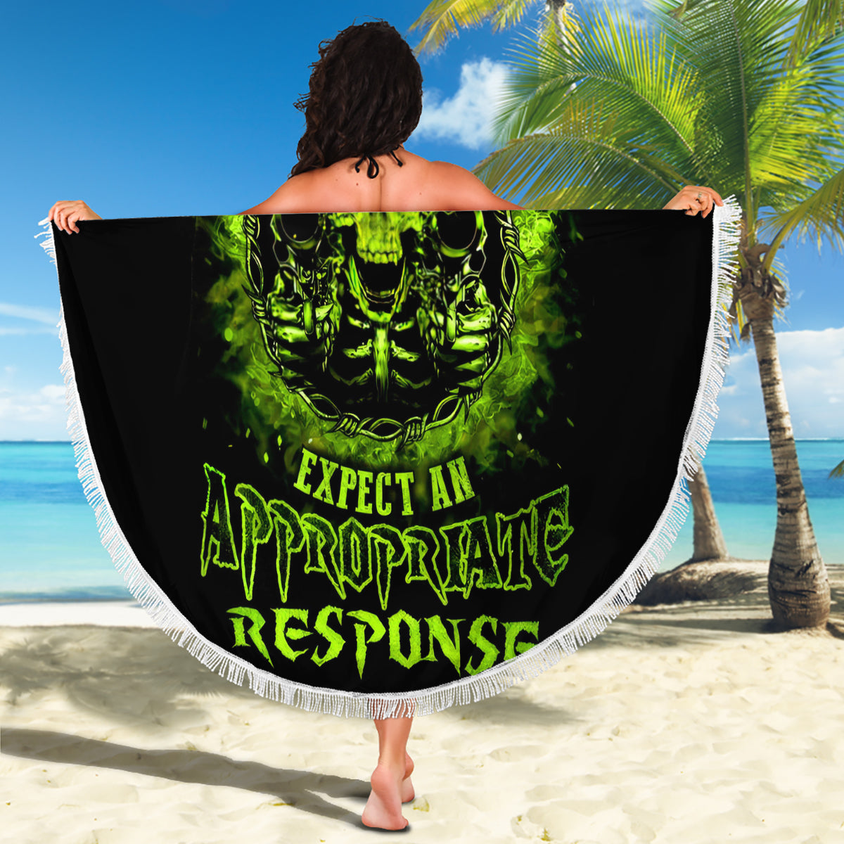 Gun Skull Beach Blanket When You Come For My Gun Expect An Appropriate Response - Wonder Print Shop