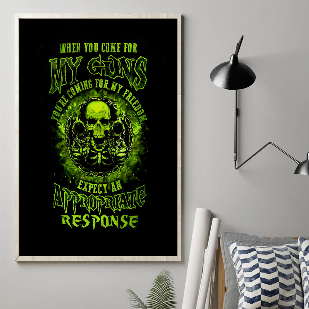 Gun Skull Canvas Wall Art When You Come For My Gun Expect An Appropriate Response - Wonder Print Shop