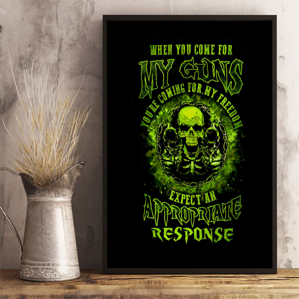 Gun Skull Canvas Wall Art When You Come For My Gun Expect An Appropriate Response - Wonder Print Shop