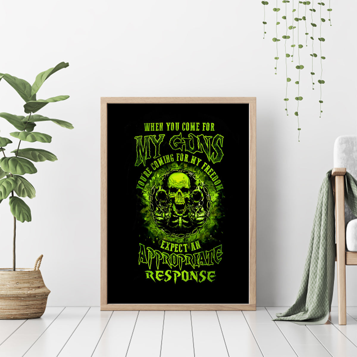 Gun Skull Canvas Wall Art When You Come For My Gun Expect An Appropriate Response - Wonder Print Shop
