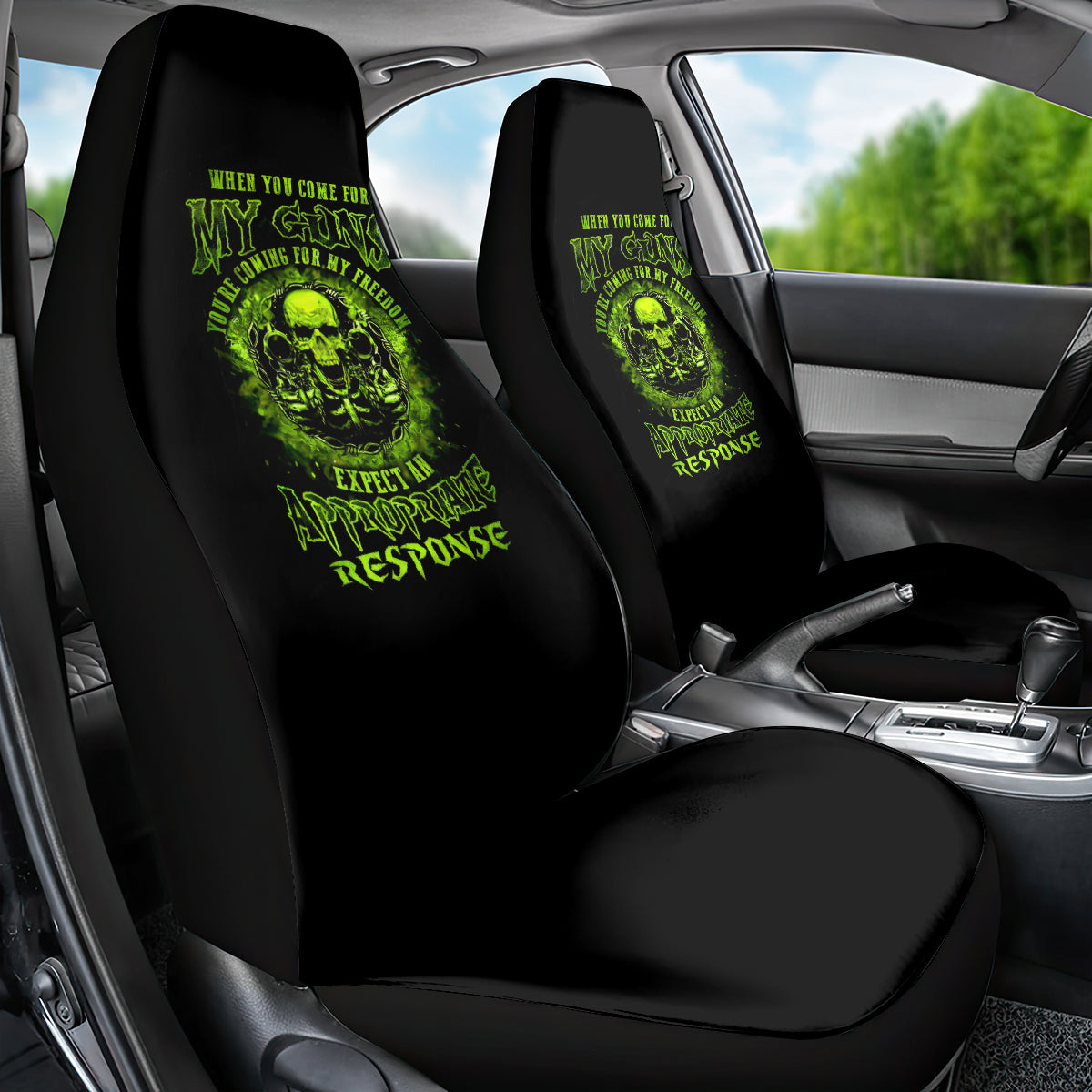 Gun Skull Car Seat Cover When You Come For My Gun Expect An Appropriate Response - Wonder Print Shop