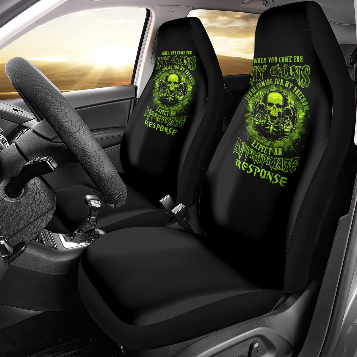 Gun Skull Car Seat Cover When You Come For My Gun Expect An Appropriate Response - Wonder Print Shop