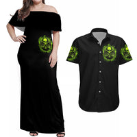 Gun Skull Couples Matching Off Shoulder Maxi Dress and Hawaiian Shirt When You Come For My Gun Expect An Appropriate Response - Wonder Print Shop