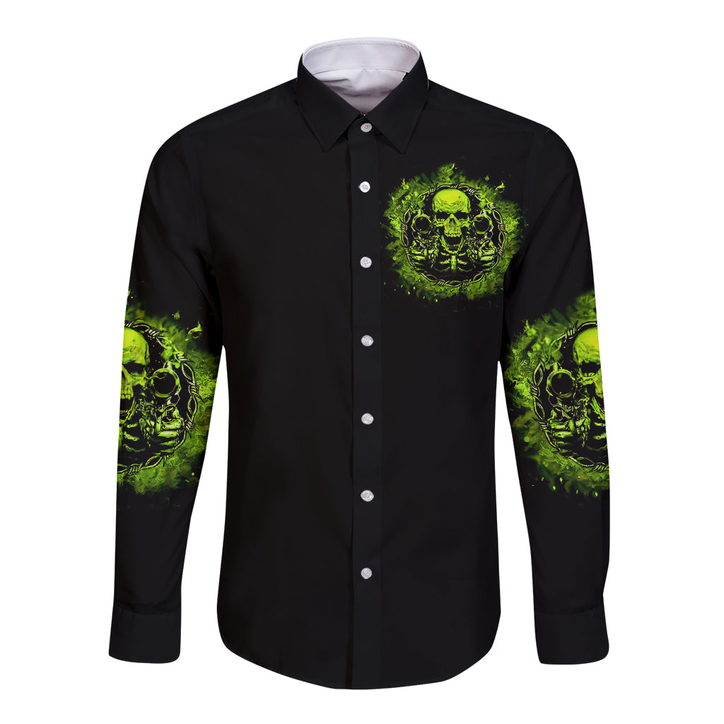 Gun Skull Long Sleeve Button Shirt When You Come For My Gun Expect An Appropriate Response - Wonder Print Shop
