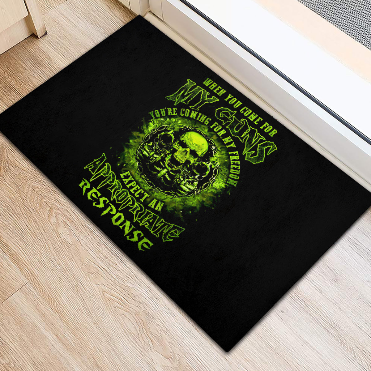 Gun Skull Rubber Doormat When You Come For My Gun Expect An Appropriate Response - Wonder Print Shop