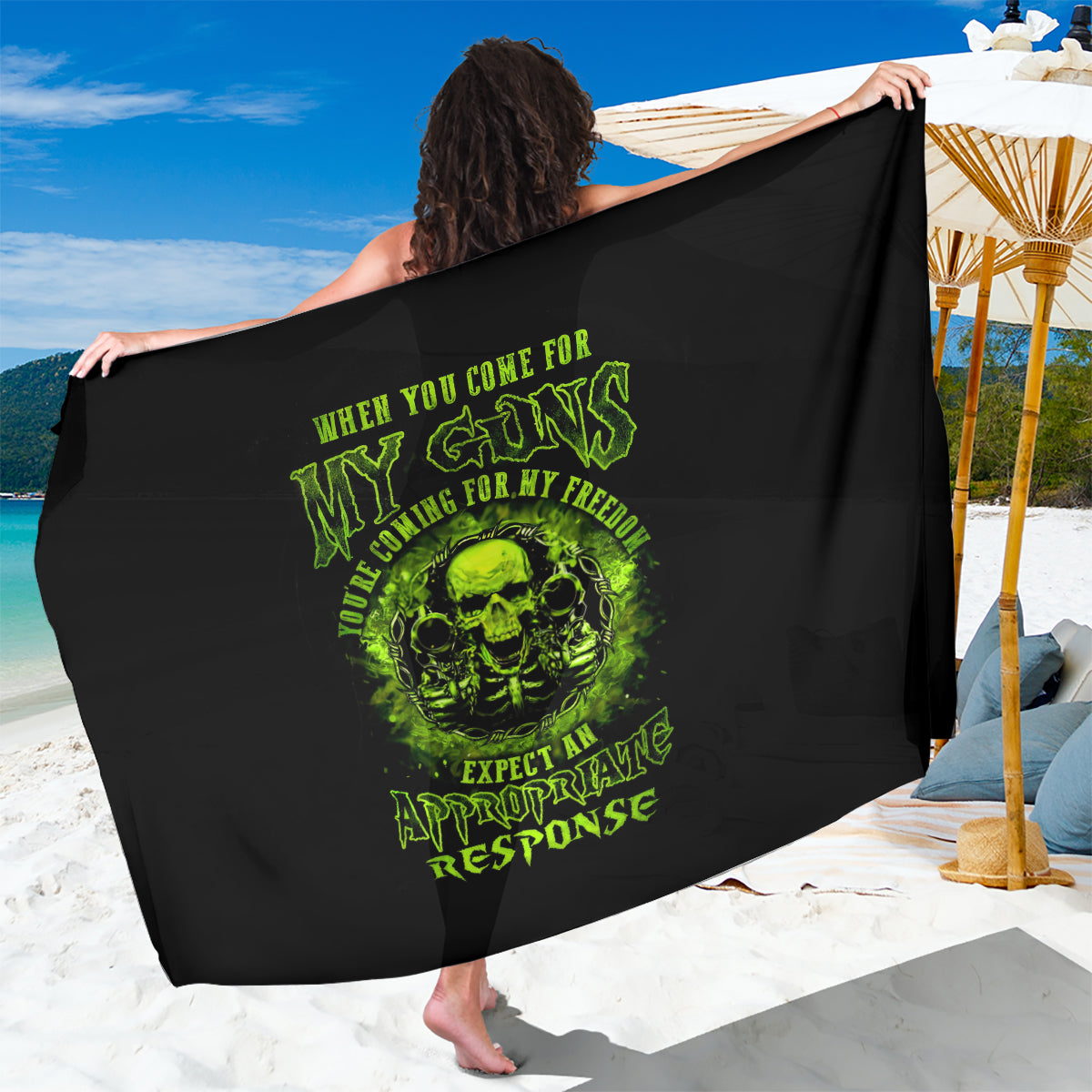 Gun Skull Sarong When You Come For My Gun Expect An Appropriate Response - Wonder Print Shop