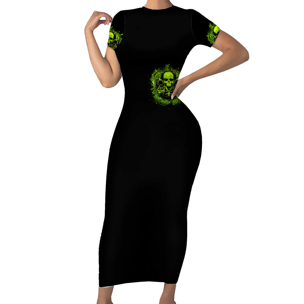 Gun Skull Short Sleeve Bodycon Dress When You Come For My Gun Expect An Appropriate Response - Wonder Print Shop