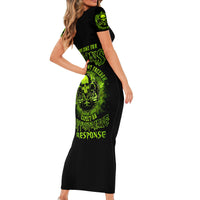 Gun Skull Short Sleeve Bodycon Dress When You Come For My Gun Expect An Appropriate Response - Wonder Print Shop
