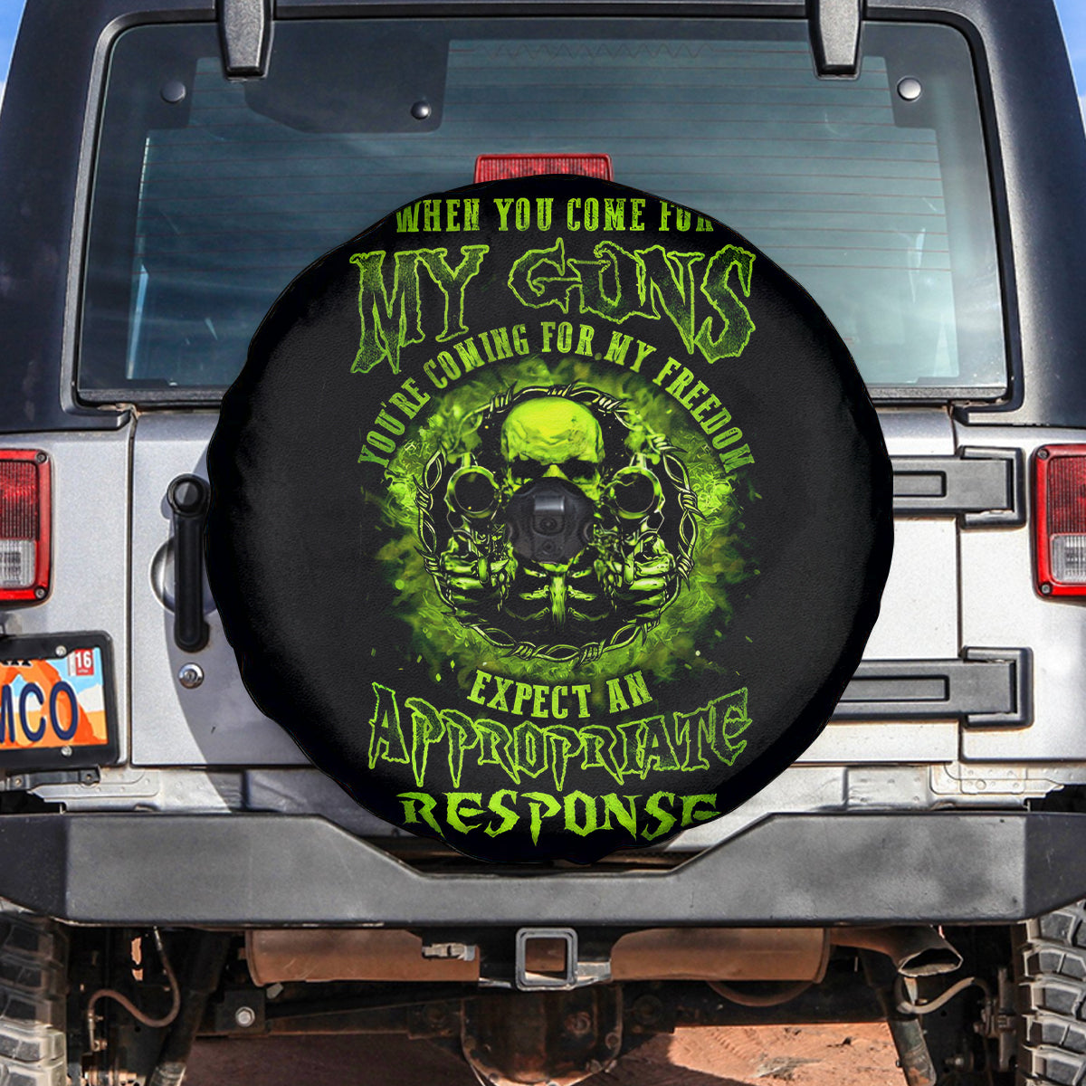 Gun Skull Spare Tire Cover When You Come For My Gun Expect An Appropriate Response - Wonder Print Shop